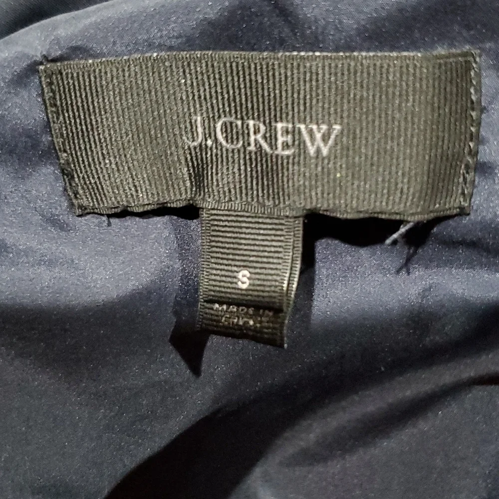 J crew down filled quilted puffer vest navy white striped